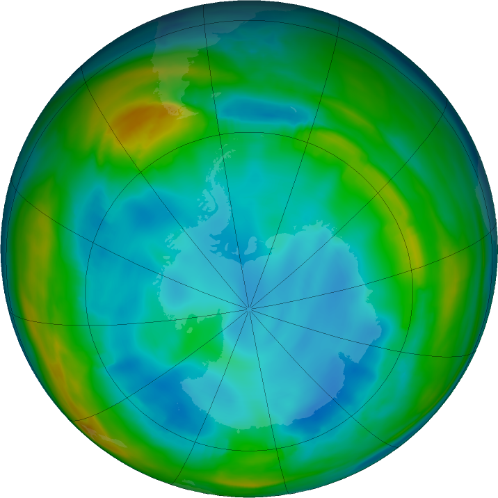Antarctic ozone map for 13 July 2017
